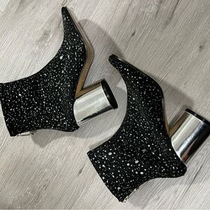 MAISON MARGIELA Socks Silver Glitter Black Metallic Booties 36